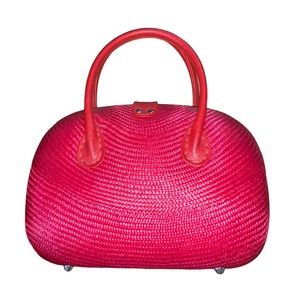 Vintage Red Woven Handbag